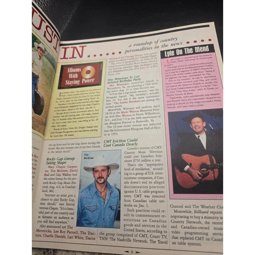 Country Music Weekly Magazine, April 11, 1995, John Berry, George Strait, Eagles